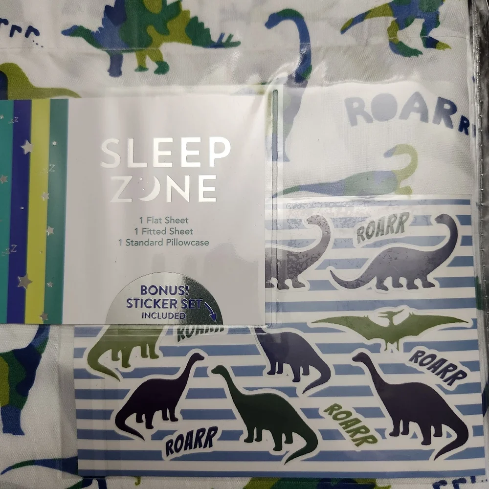 Dinosaurs Kids Child Twin Bed Size Sheet Set Camo Dinos T-Rex Triceratops